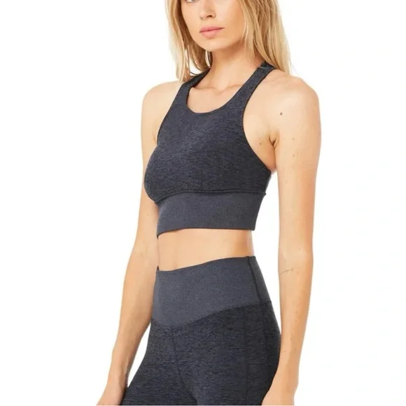 Alo Yoga Alosoft Serenity Sports Bra in Rich Navy Heather Size Large - Picture 2 of 6